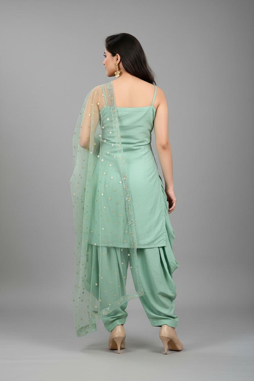 Mint Green Embroidered Salwar Suit - Image 5