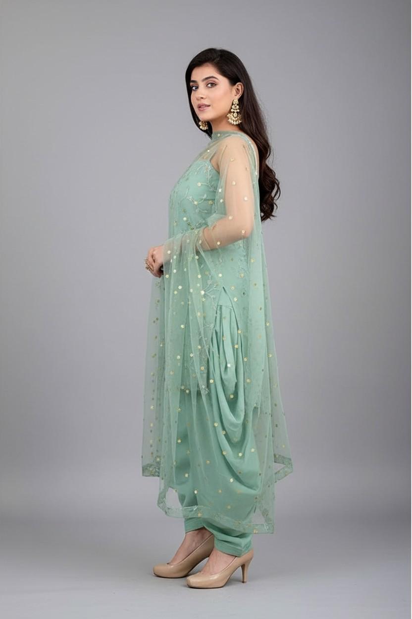 Mint Green Embroidered Salwar Suit - Image 2
