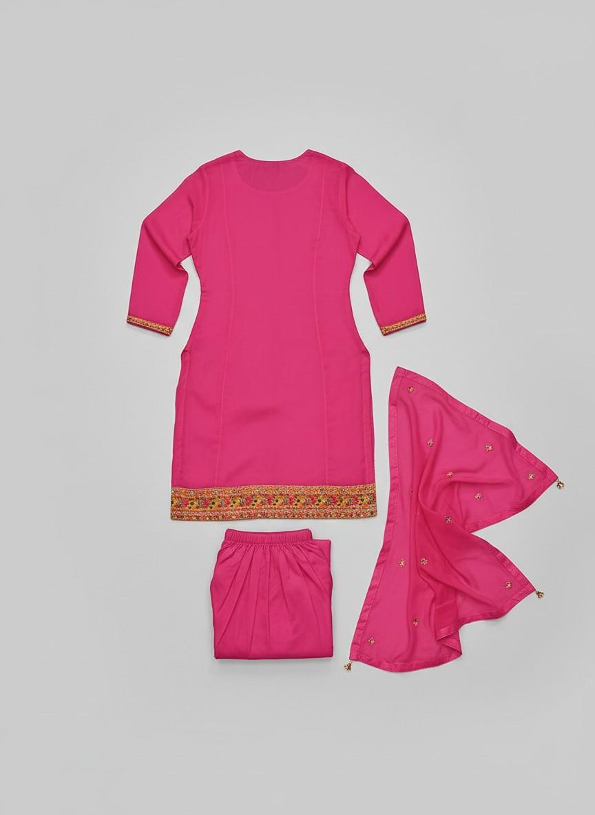 Rose Pink Embroidered Salwar Suit - Image 4