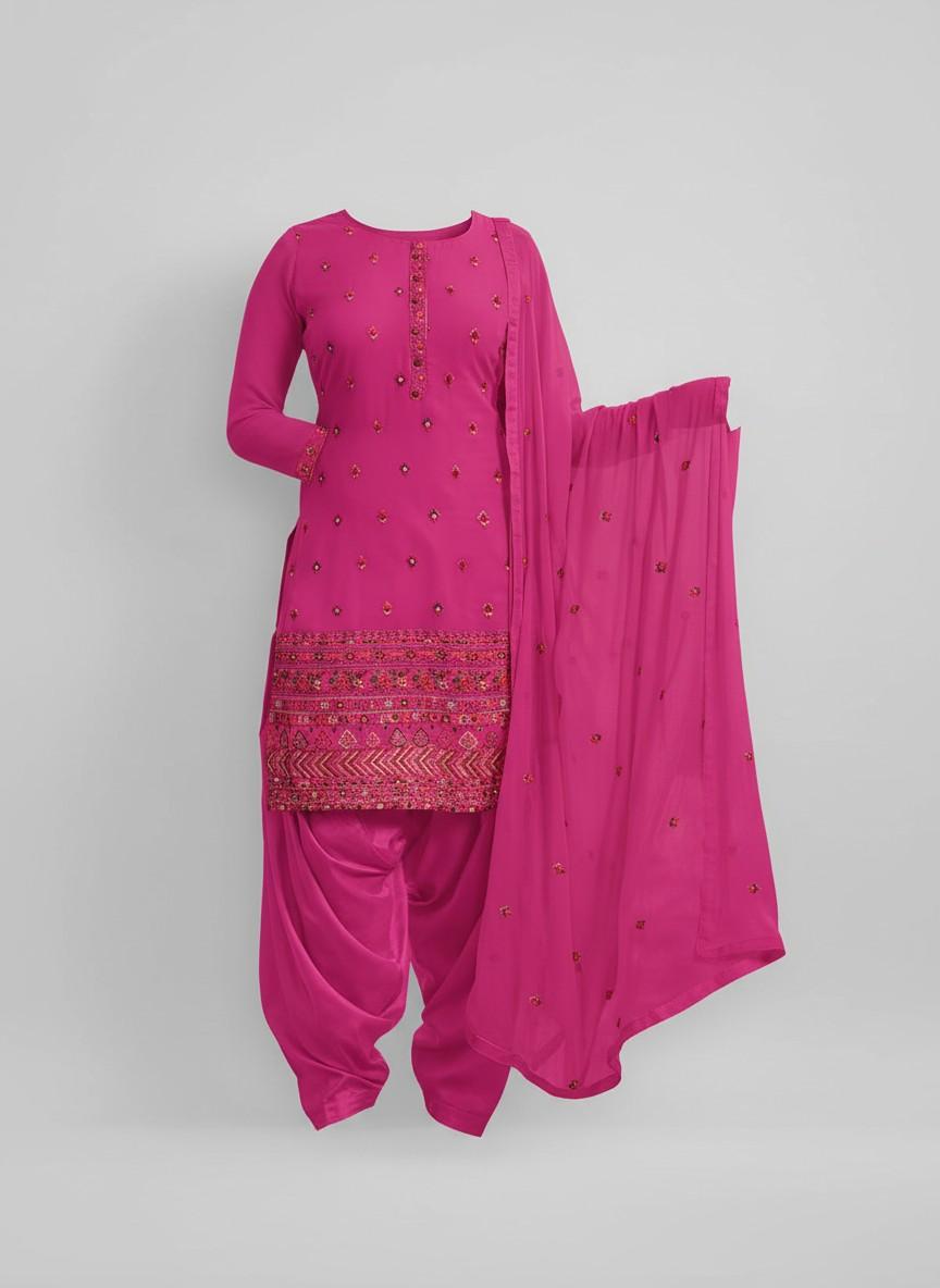 Rose Pink Embroidered Salwar Suit - Image 2